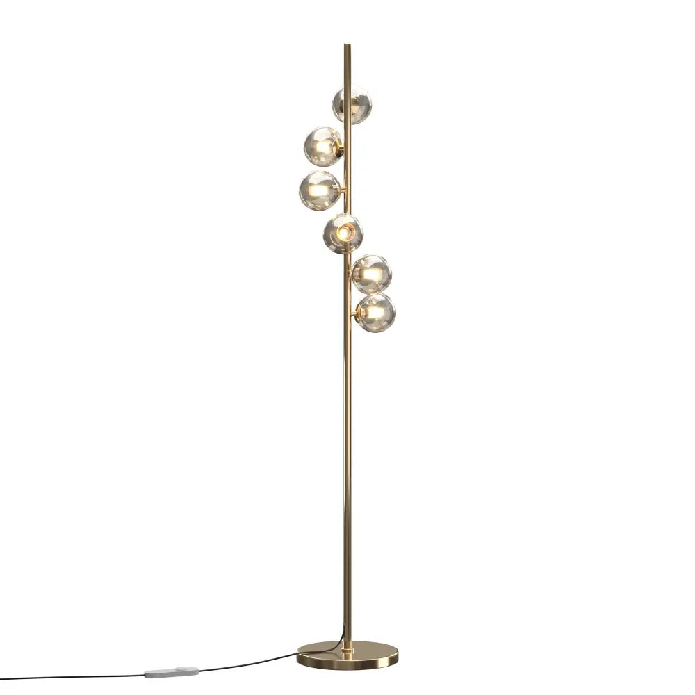 Lampa de podea din Metal Auriu si Sticla Maro Cognac H150xD25cm Dallas