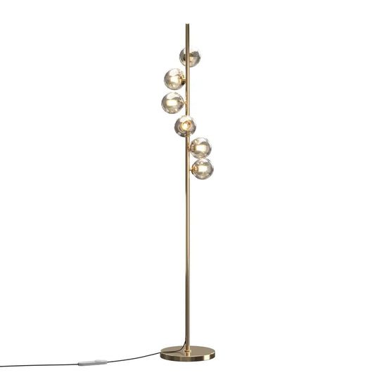 Lampa de podea din Metal Auriu si Sticla Maro Cognac H150xD25cm Dallas