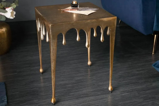 Masuta laterala Patrata din Metal Auriu L34xH44cm Liquid S