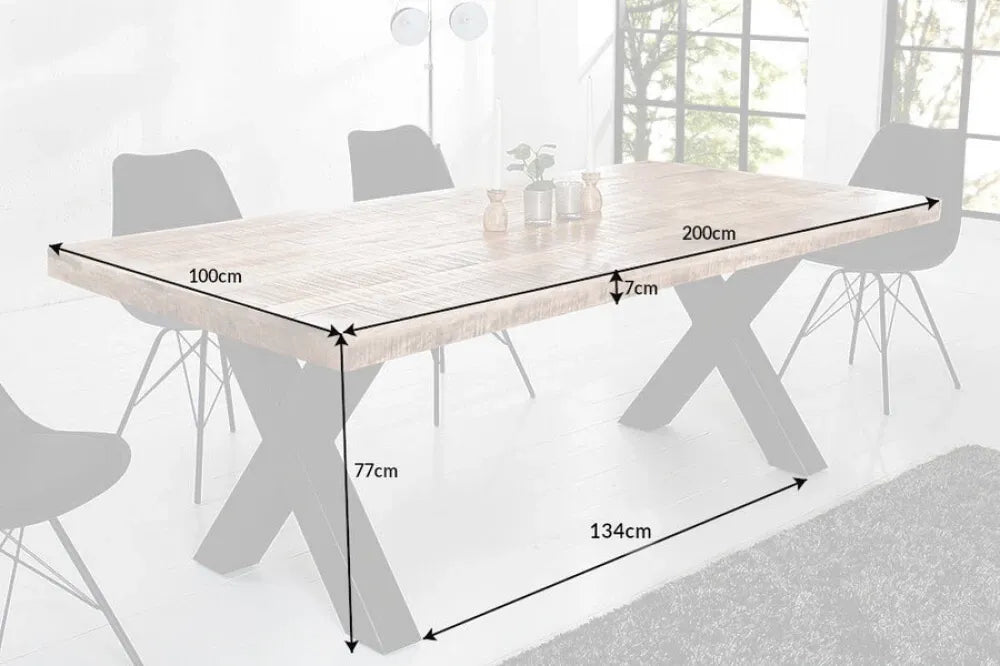 Masa din Lemn de mango Maro si Metal Negru L200xH77cm Iron craft