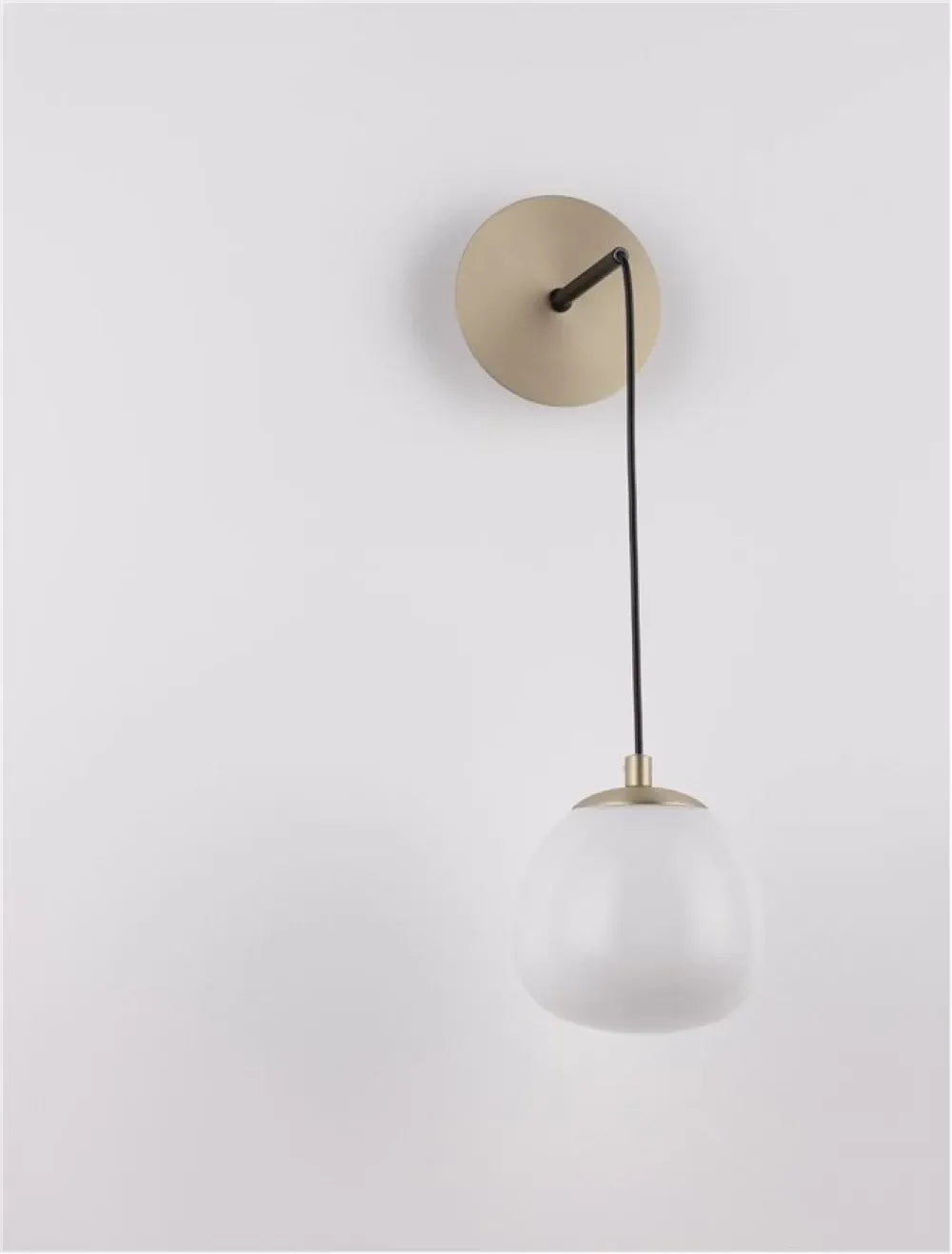 Aplica de perete structura din Metal Auriu si abajur din Sticla Alb H40xL13cm IP20 THE EGG