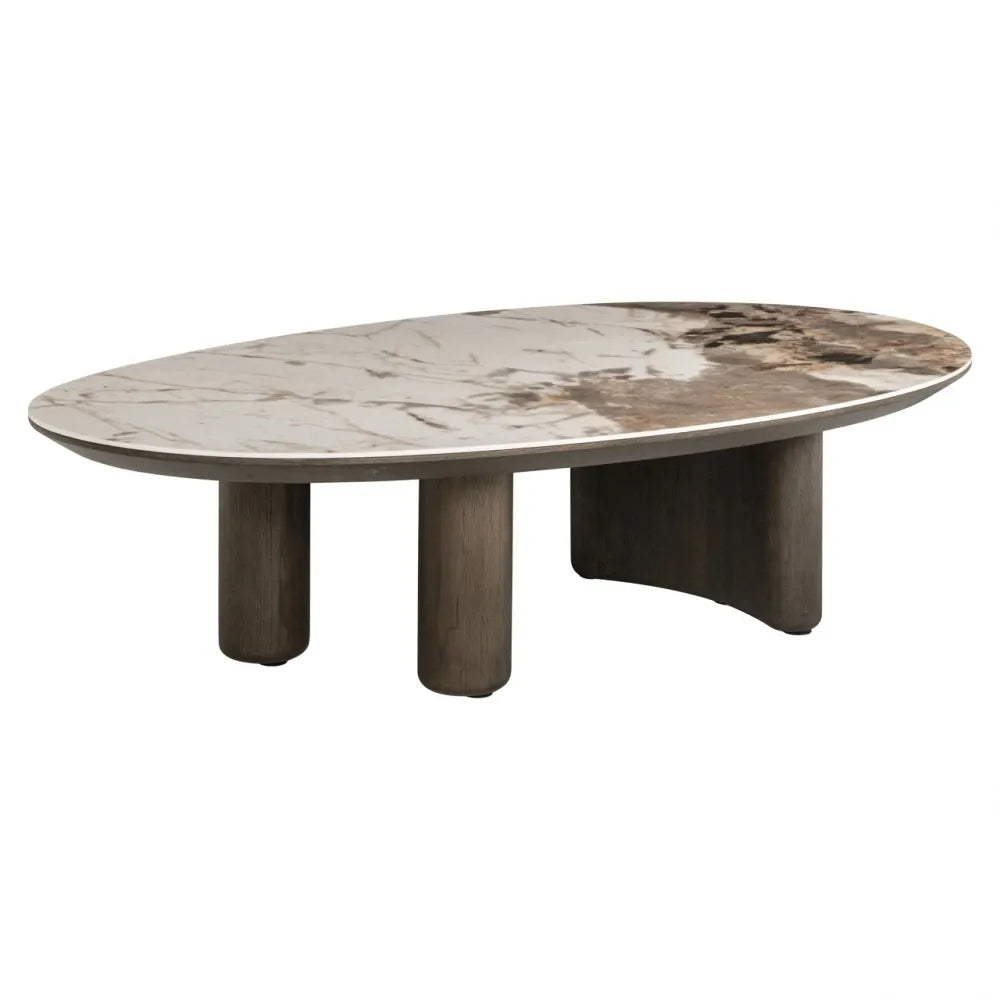 Masuta de cafea din Furnir de stejar Maro si Ceramica Maro L135xH37cm Langford