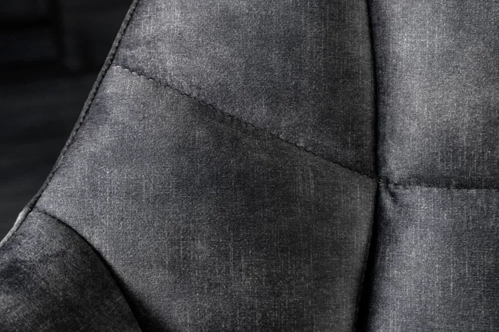 Banca din Metal Negru si Catifea Gri H85xL165cm Papillon