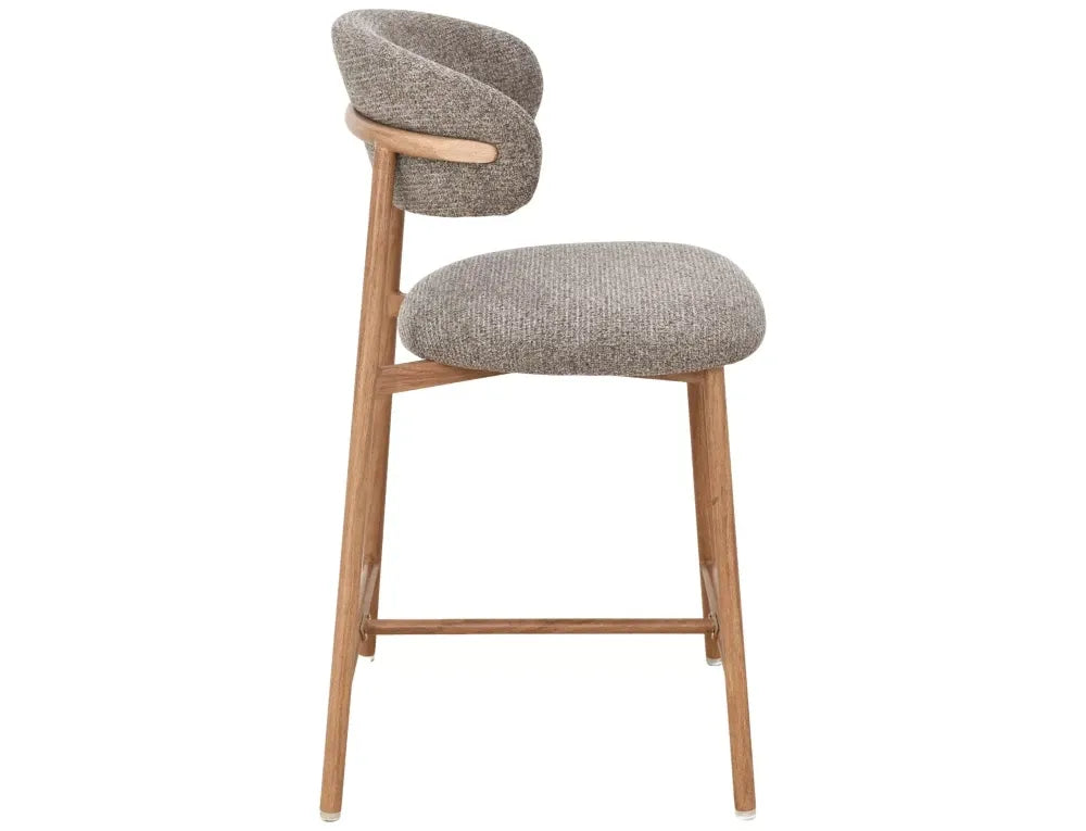Scaun de insula din Stofa Cappuccino si Metal Maro H91xL50xA52cm Elton