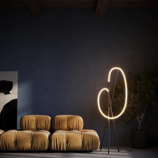 Lampa podea din Aluminiu Negru si Silicon Alb H162xL45cm Crochet