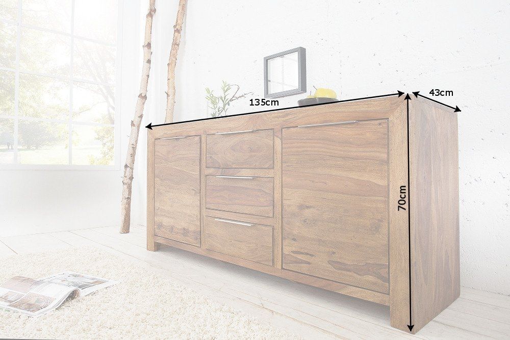 Comoda din Lemn masiv de sheesham Maro Lagos L135xH70cm