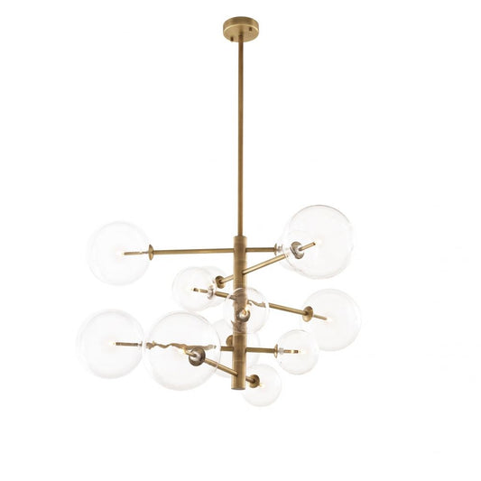 Lustra rotunda cu inaltime reglabila din Sticla Transparent cu 12 becuri D90xH150cm ARGENTO S