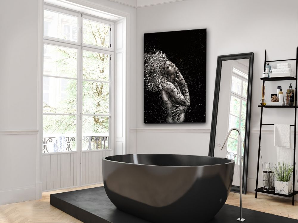 Tablou Dreptunghiular pe Sticla Negru Quebrada H120xL80cm