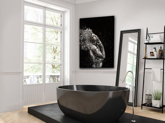 Tablou Dreptunghiular pe Sticla Negru Quebrada H120xL80cm