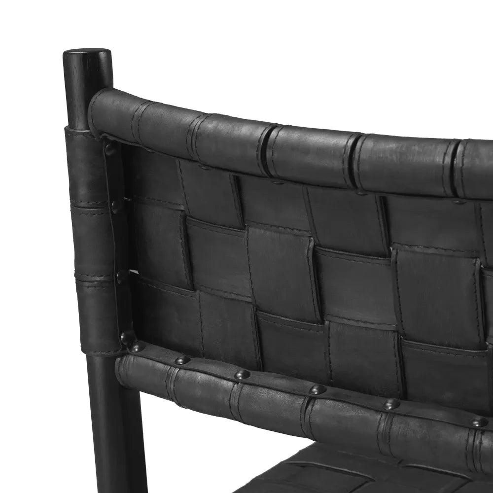 Scaun tapitat cu Piele naturala Negru L58xA59.5xH85cm Tiberio Eichholtz