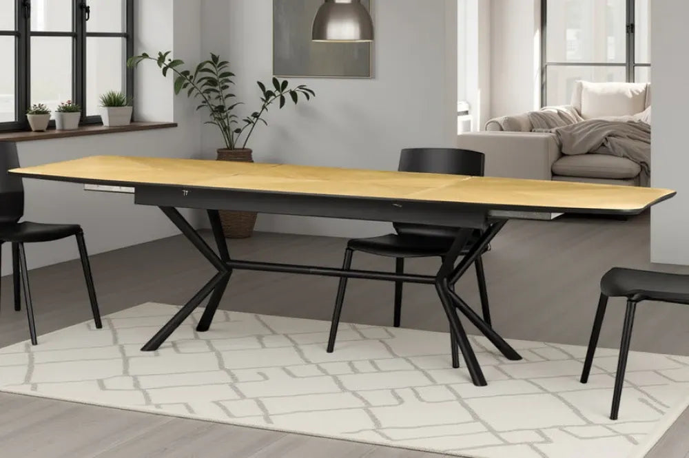 Masa extensibila din MDF Maro si Metal Negru L180-270xH76cm GRANDEZZA
