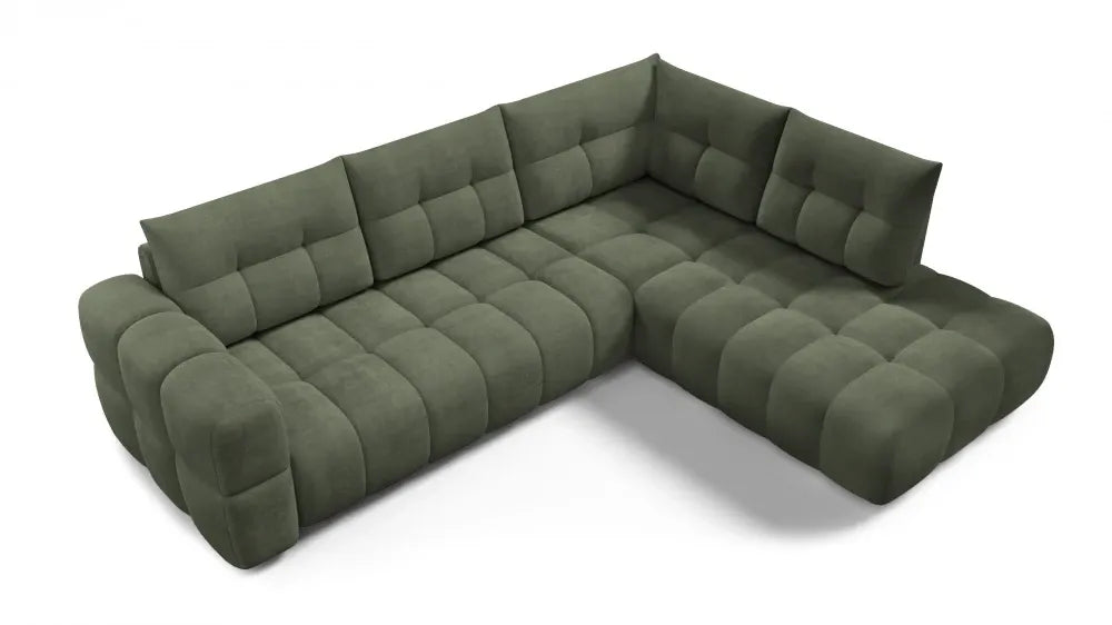 Coltar in forma de L tapitat cu material pet friendly Alias verde L291 x 219cm