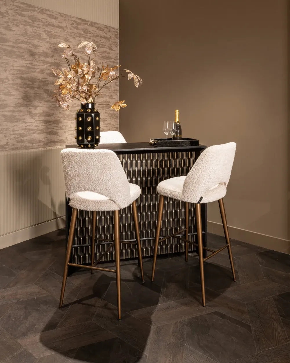 Vaza decorativa din Aluminiu|MDF|Plastic|Sticla Negru/Auriu L22xH39cm Justa