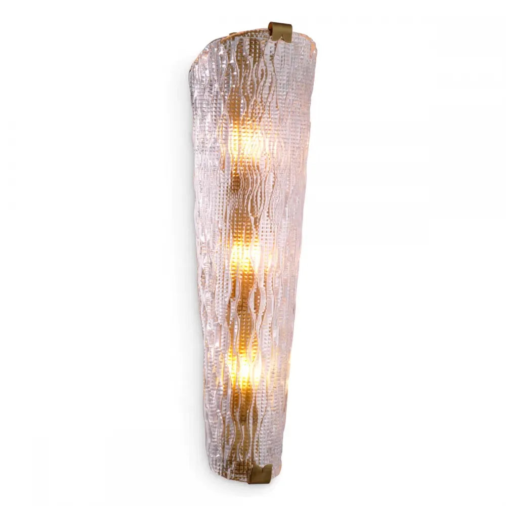 Aplica de perete din Otel inoxdabil Alama atichizata si Sticla Transparent H62.5xL20cm Todd Eichholtz