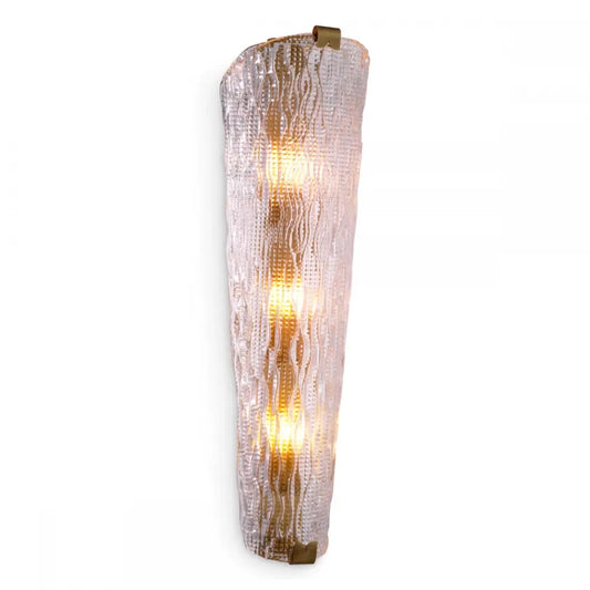 Aplica de perete din Otel inoxdabil Alama atichizata si Sticla Transparent H62.5xL20cm Todd Eichholtz