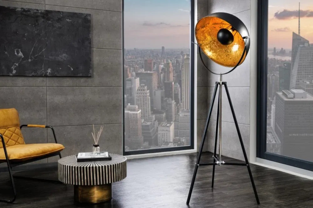 Lampa de podea din Metal Negru/Auriu H160xL55cm Big studio