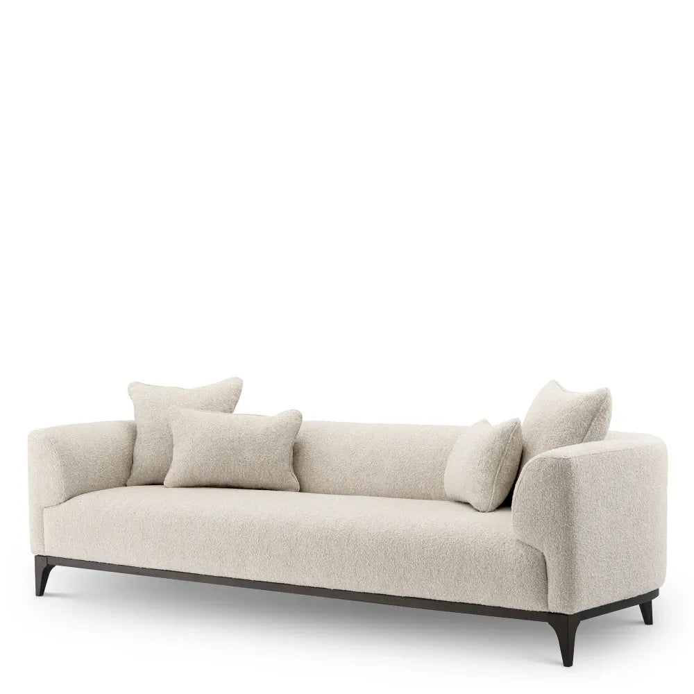 Canapea tapitat cu Stofa boucle Alb L263xA92xH70cm Brannan Eichholtz