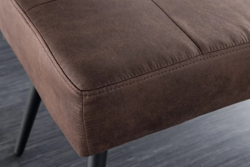Bancheta din Metal Negru si Microfibra Maro H45xL100cm Boutique