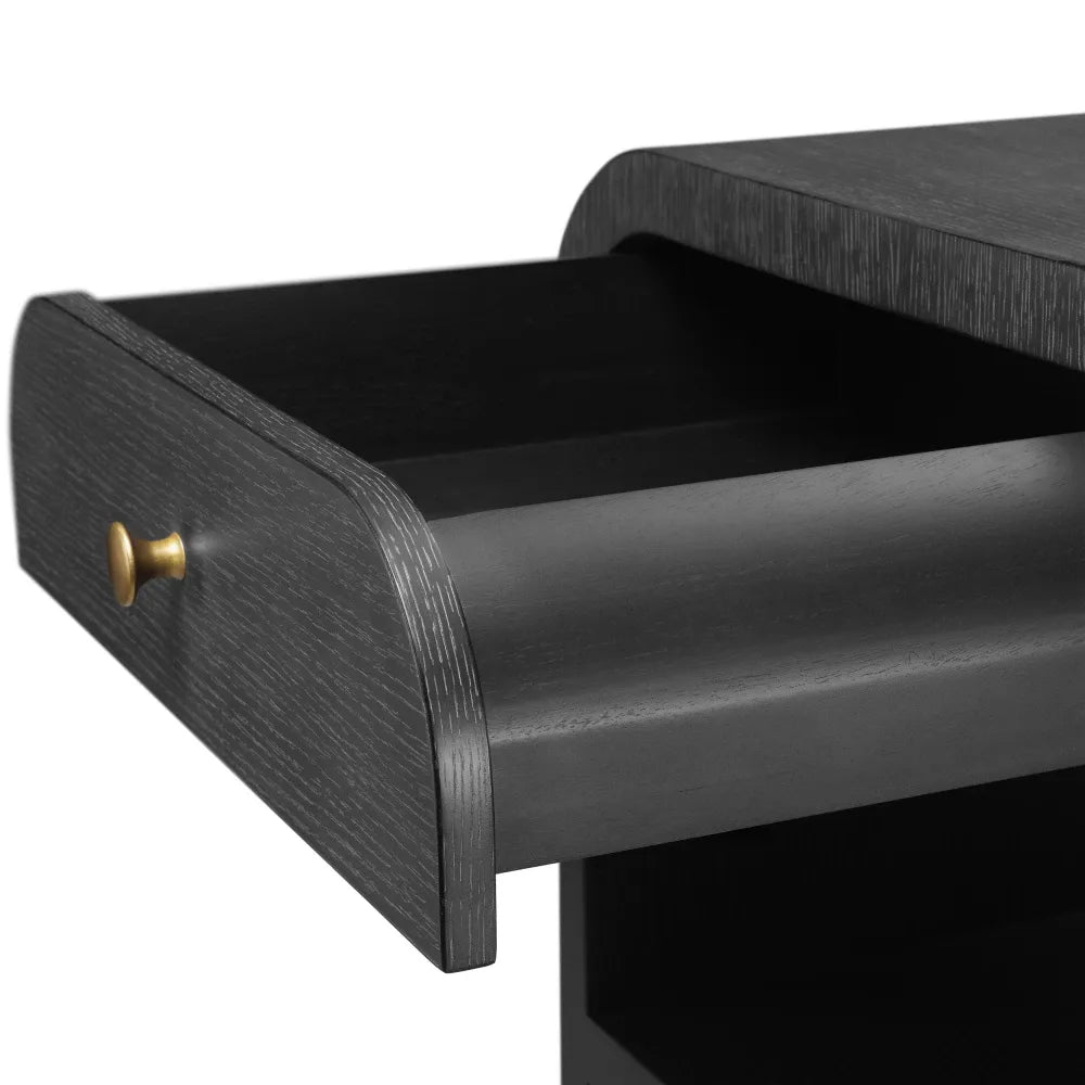 Noptiera din Furnir de stejar Gri carbune L60xH55cm Rhodes Eichholtz