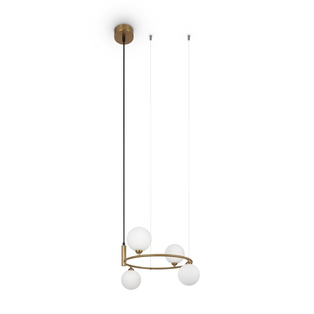 Lustra din Metal si Sticla Alama/Alb cu 4 becuri G9 25W D40xH178cm Ring