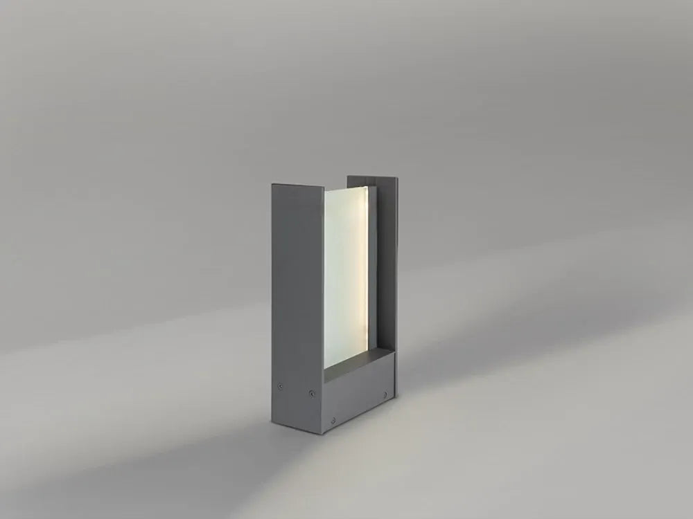 Stalp exterior din Aluminiu Gri inchis si Sticla Alb mat H30xL16cm Matia