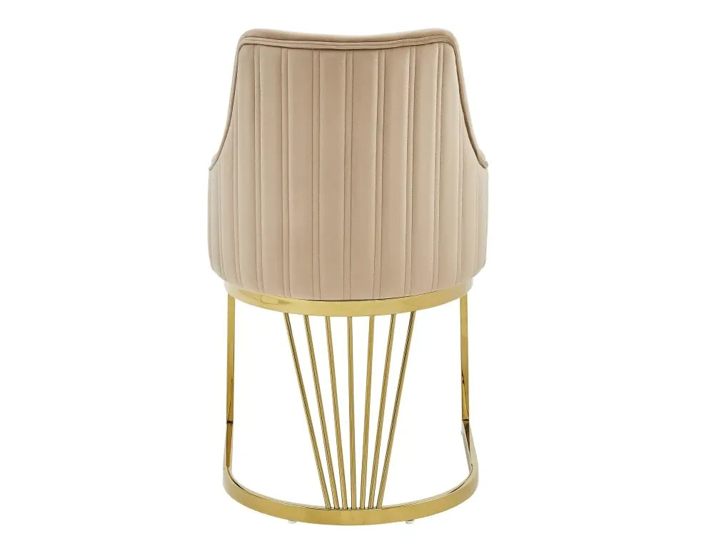 Set 2 scaune din Catifea Bej si Otel inoxidabil Auriu Hx89Lx52xA64cm ALURE