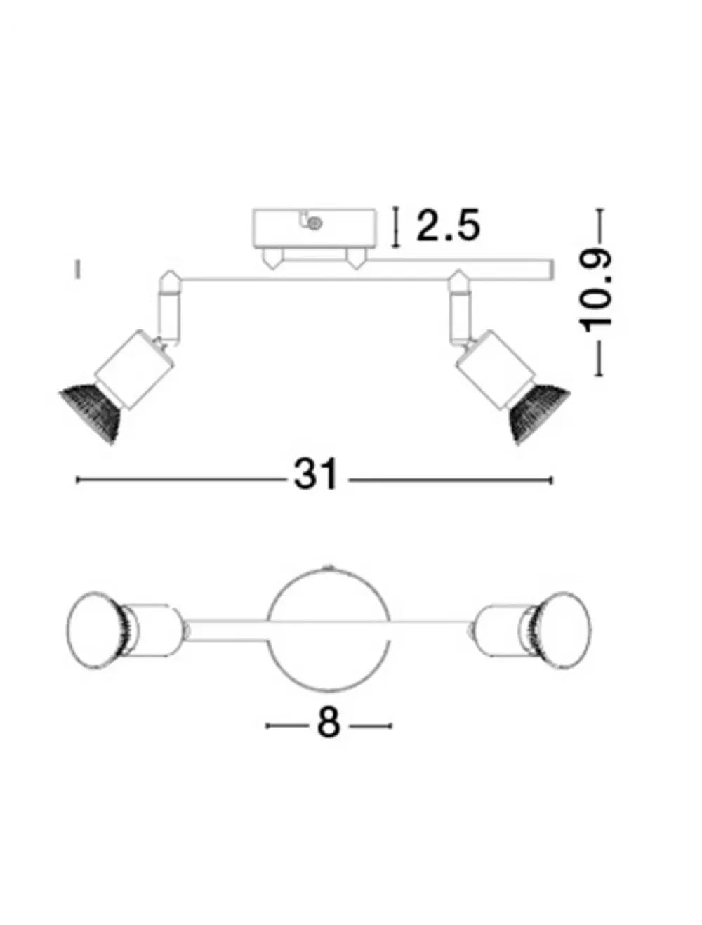 Plafoniera din Metal Alb H10.9xL31cm IP20 BASE