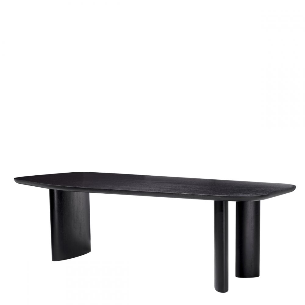 Masa Asimetrica Flemings Eichholtz din Furnir de stejar Negru de 6-8 persoane L250xH76.5cm