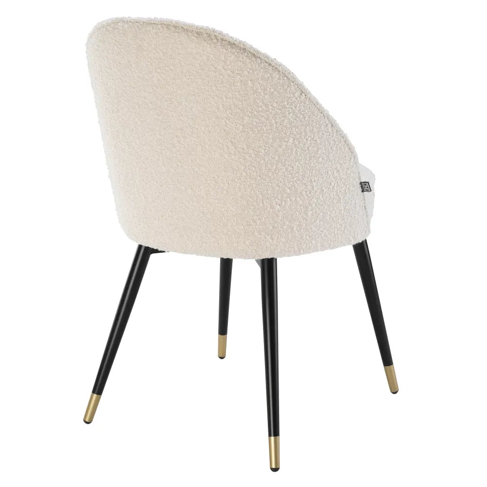Set 2 scaune tapitat cu Stofa boucle Crem cu picioare din Metal Negru/Auriu H83xL55xA64cm Cooper Eichholtz