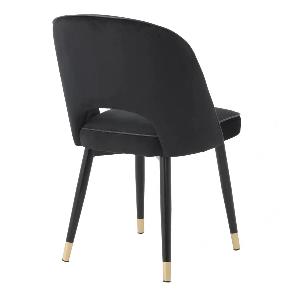 Set 2 scaune tapitat cu Catifea Negru cu picioare din Metal Negru/Auriu H84xL53xA56cm Cliff Eichholtz