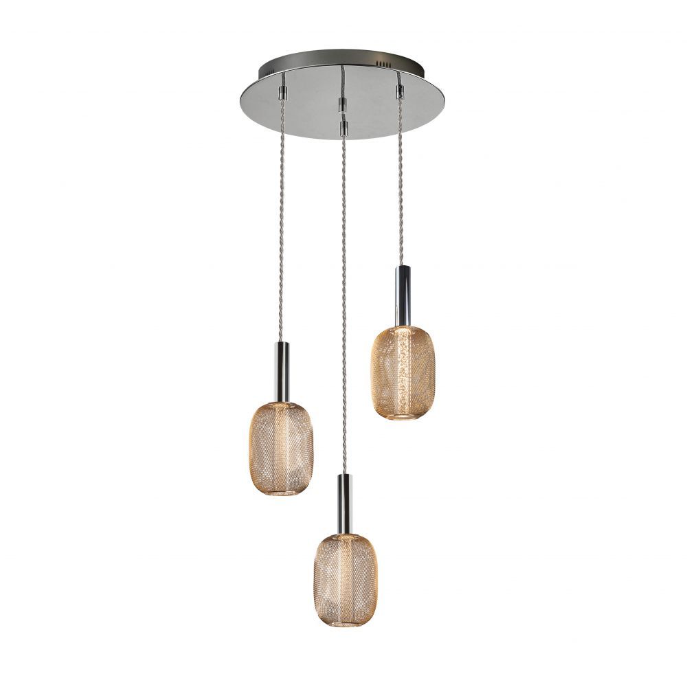 Lustra rotunda cu inaltime reglabila din Metal Auriu cu LED  D36xH145cm Micron