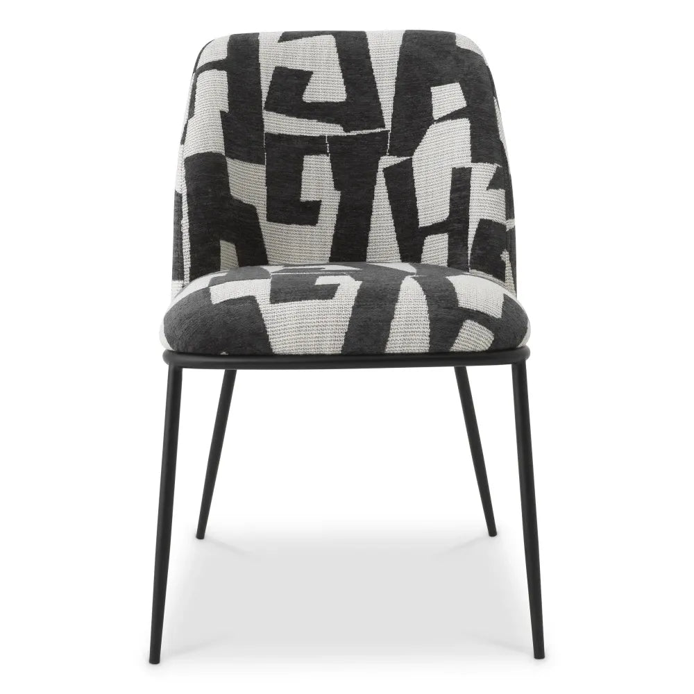 Scaun tapitat cu Stofa Alb/Negru L50xA60xH83cm Caleb Eichholtz