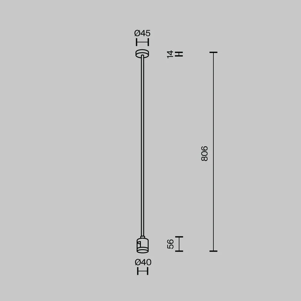 Suport lung pe tavan cu conector direct de alimentare 760 mm Flarity din Aluminiu Negru H80.6xL4.5cm Flarity