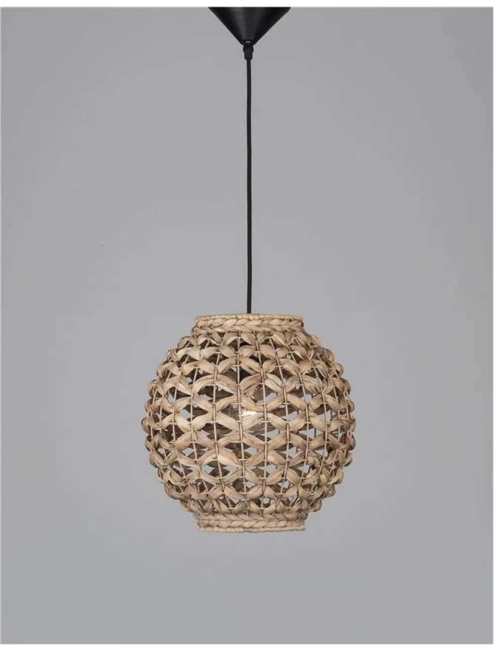 Pendul structura din Metal Negru si abajur din Ratan Bej H215xL30.5cm IP20 GRIFFIN
