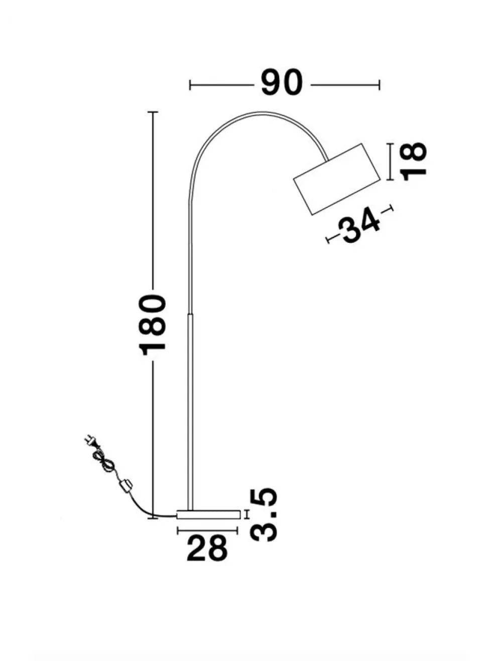 Lampa de podea structura din Aluminiu Alb si abajur din Textil Alb H180xL90cm IP20 SAMA
