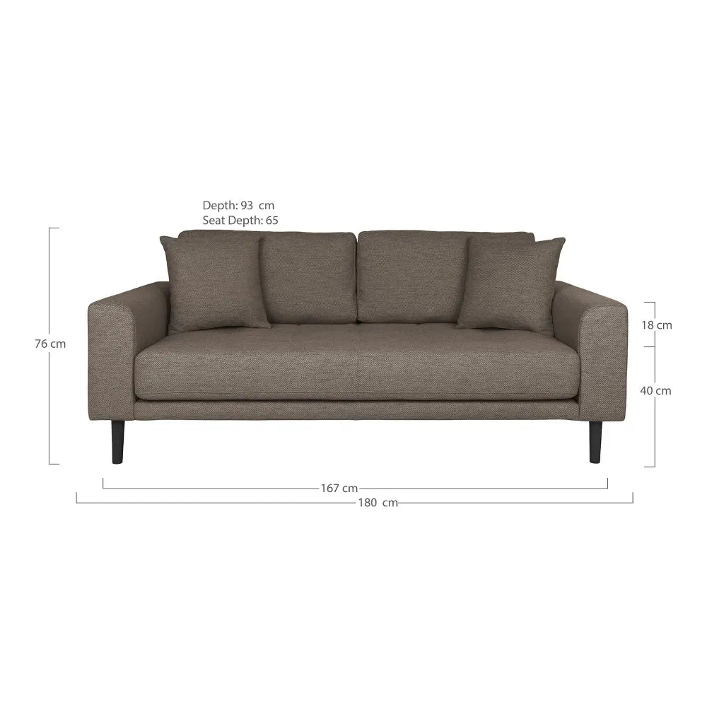 Canapea de 2 locuri cu picioare din lemn de fag maro tapitata cu Stofa Maro L180xH76cm Lido