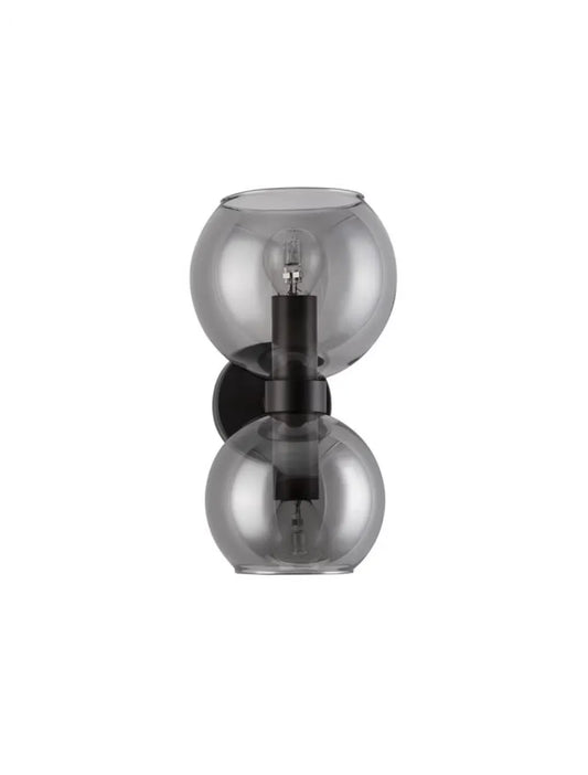 Aplica de perete structura din Metal Negru si abajur din Sticla Fumuriu H25.5xL15cm IP20 PALMER