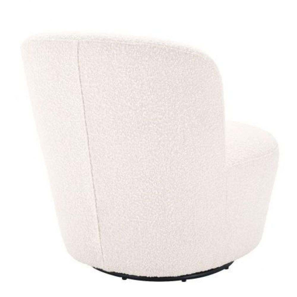 Fotoliu rotativ tapitat cu Boucle Crem cu baza din Metal Negru H75xL67xA71cm Doria