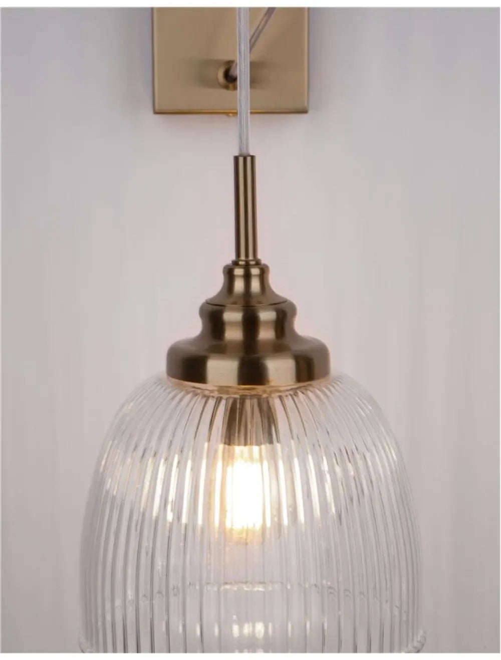 Aplica de perete structura din Metal Auriu si abajur din Sticla Transparent H40xL18cm IP20 MOND