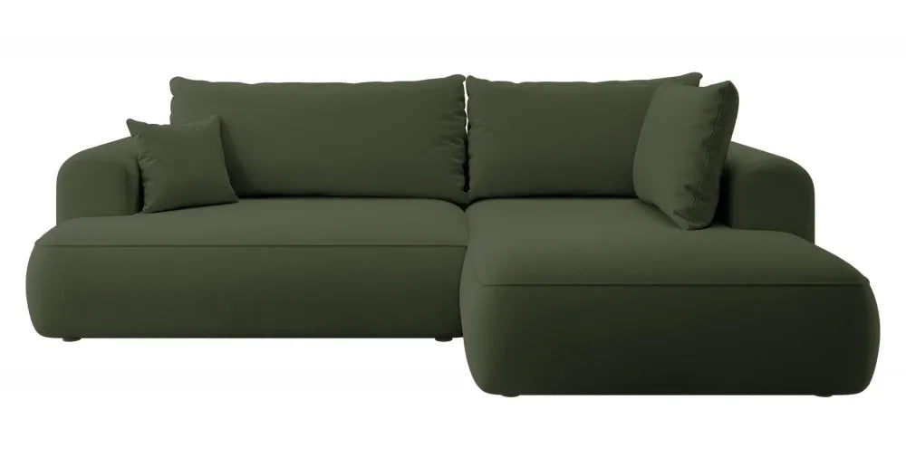 Coltar extensibil catifea verde cu lada depozitare Nubio