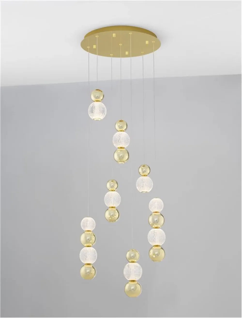 Candelabru structura din Aluminiu Auriu si abajur din Acrilic Transparent H200xL53cm IP20 42W 2710lm 3200k BRILLE