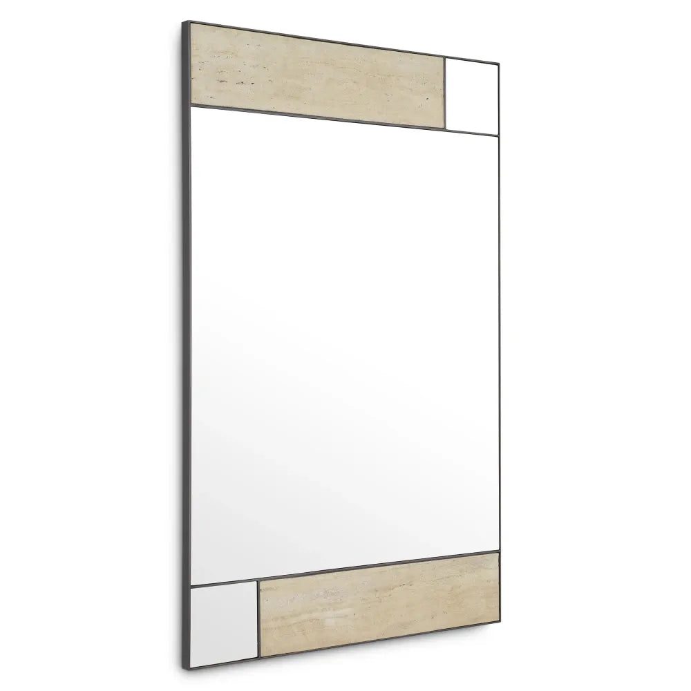 Oglinda cu rama din Metal/Travertin Bronz/Bej L90xH140cm Cosimo Eichholtz
