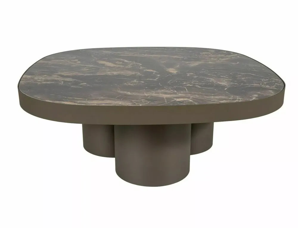 Masuta de cafea din Metal Cupru si Ceramica Negru cu efect de marmura L100xH38cm Stella A