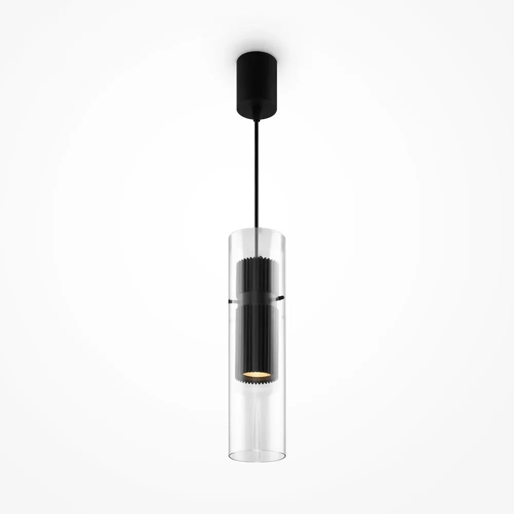 Pendul din Metal si Sticla Negru/Transparent H170xD8cm 50W Dynamics