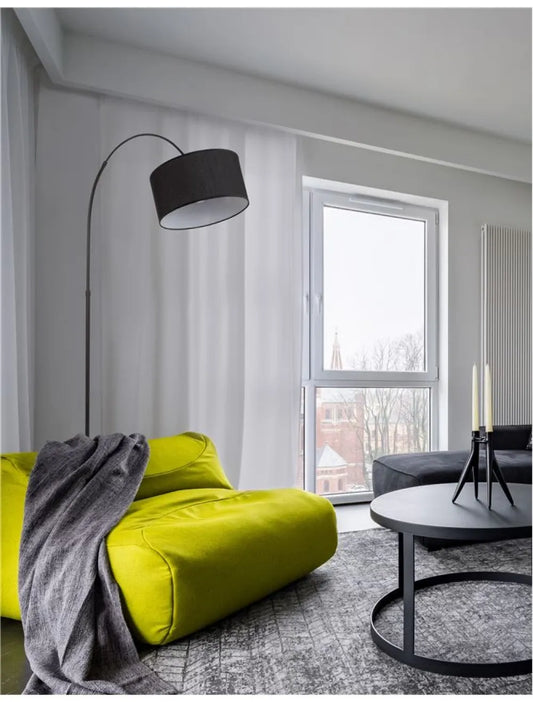 Lampa de podea structura din Aluminiu Negru si abajur din Textil Negru H180xL90cm IP20 SAMA