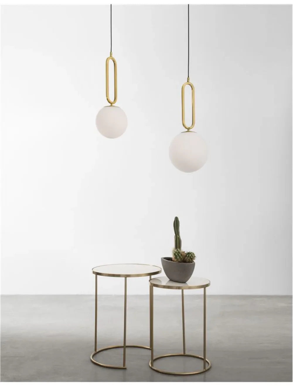 Pendul structura din Metal Alama si abajur din Sticla Alb H120xL20cm IP20 GRUS