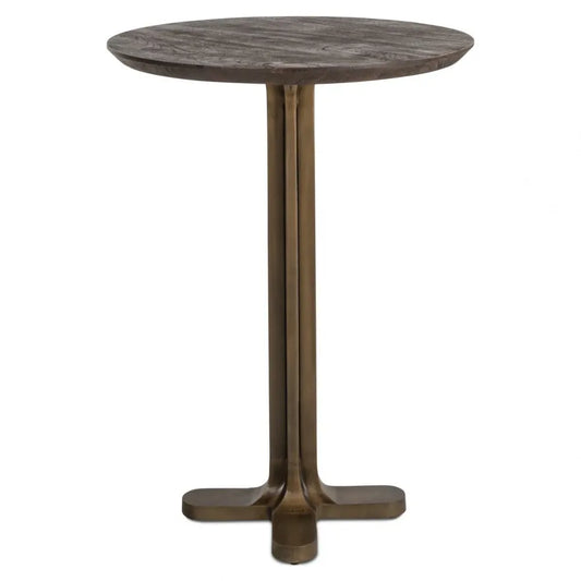 Masa de bar din Metal Auriu si Lemn de mango Maro D80xH105cm Revelin Richmond Interiors