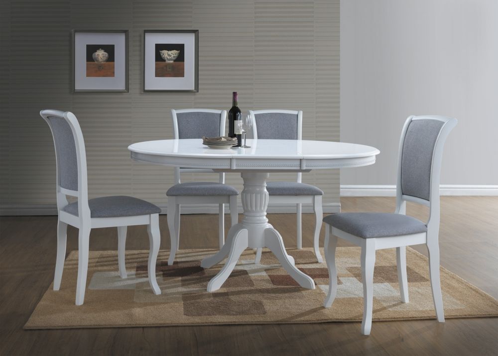 Masa ovala din MDF Alb de 4-6 persoane L141x106cm Olivia