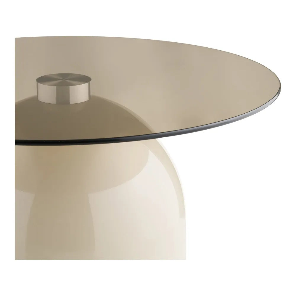 Masuta de cafea din Metal Bej si Sticla securizata Gri D70xH33cm Ravello