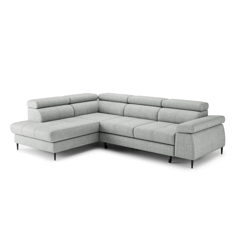 Coltar extensibil tapitat cu Chenille Gri inchis cu lada depozitare Cordoba II